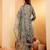 Floral Printed Thread Work Round Neck A-Line Kurta With Trousers And Dupatta