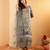 Floral Printed Thread Work Round Neck A-Line Kurta With Trousers And Dupatta