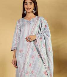 Floral Printed Straight Kurta With Trousers And Dupatta