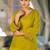 Green Embroidered V-Neck Flared Sleeves Straight Kurta With Trousers