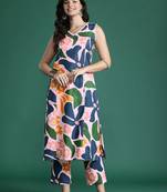 Floral Printed Panelled Pure Cotton Kurta with Trousers