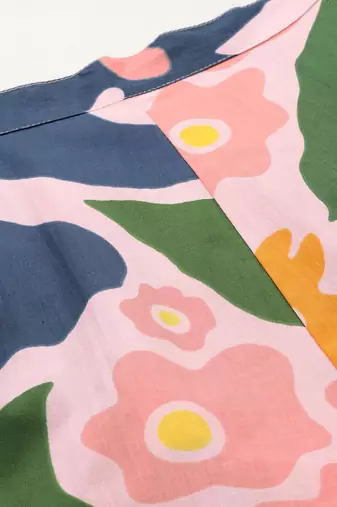 Floral Printed Panelled Pure Cotton Kurta with Trousers