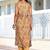 Beige Floral Printed V-Neck Straight Kurta With Trousers