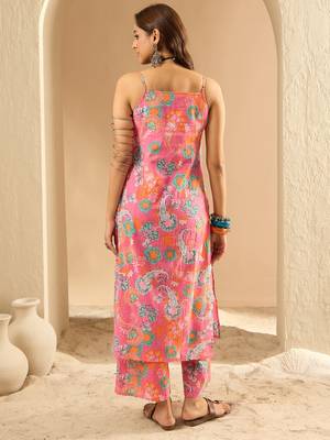 Women Floral Printed Regular Pure Cotton Kurta with Palazzos 3