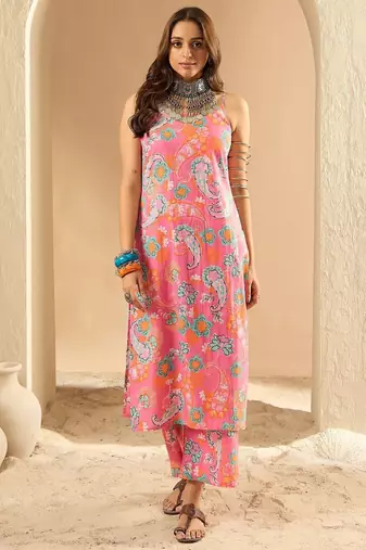 Women Floral Printed Regular Pure Cotton Kurta with Palazzos