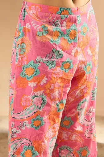 Women Floral Printed Regular Pure Cotton Kurta with Palazzos