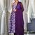 Violet Ombre Dyed Printed Chanderi Silk Anarkali Kurta With Trousers & Dupatta