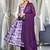 Violet Ombre Dyed Printed Chanderi Silk Anarkali Kurta With Trousers & Dupatta