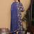 Violet Floral Printed Empire Sequinned Cotton A-Line Kurta With Trousers & Dupatta