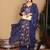 Violet Floral Printed Empire Sequinned Cotton A-Line Kurta With Trousers & Dupatta