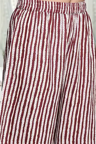 Women Printed Pleated Thread Work Pure Cotton Kurta with Palazzos & With Dupatta