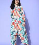 Women Floral Printed Regular Kurta with Trousers