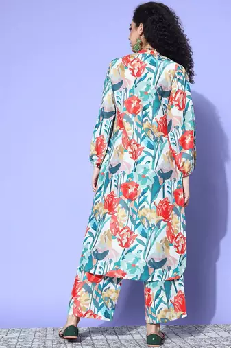 Women Floral Printed Regular Kurta with Trousers