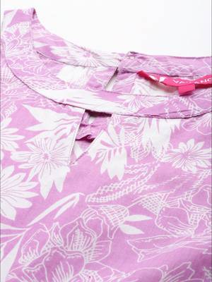 Women Floral Printed Empire Pure Cotton Kurta with Trousers 2