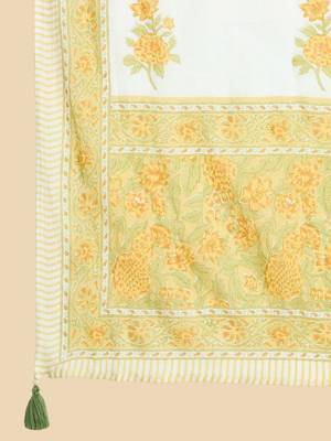 Women Floral Printed Pleated Pure Cotton Kurta with Trousers & Dupatta 4