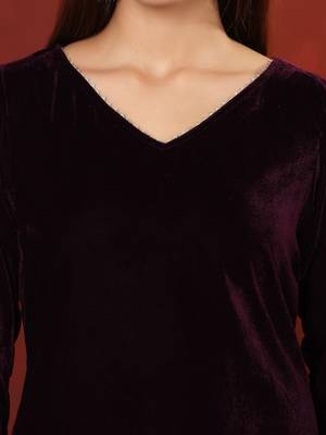 Gota Patti Lace Velvet Winter kurta with Trouser & Dupatta 2