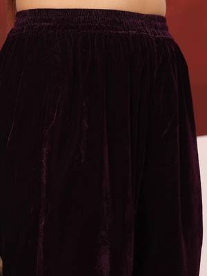 Gota Patti Lace Velvet Winter kurta with Trouser & Dupatta 3