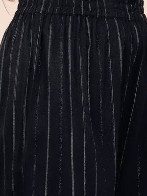 Striped Woven Design Silk Crepe Kurta With Trousers 3