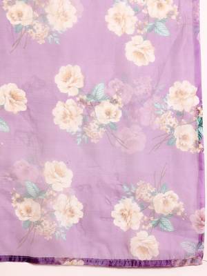 Women Floral Printed Regular Beads and Stones Kurta with Trouser & Dupatta 5
