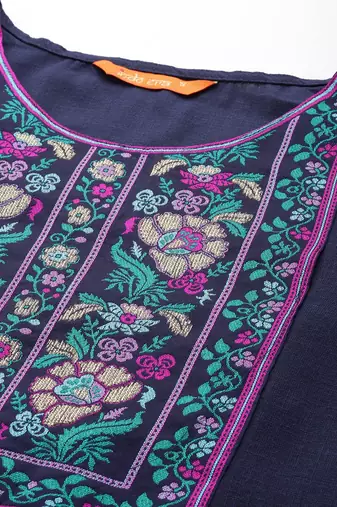 Women Floral Yoke Design Regular Gotta Patti Kurta with Palazzos & Dupatta