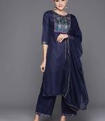 Women Floral Yoke Design Regular Gotta Patti Kurta with Palazzos & Dupatta