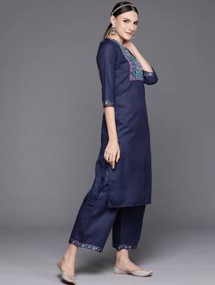 Women Floral Yoke Design Regular Gotta Patti Kurta with Palazzos & Dupatta 6