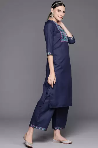 Women Floral Yoke Design Regular Gotta Patti Kurta with Palazzos & Dupatta
