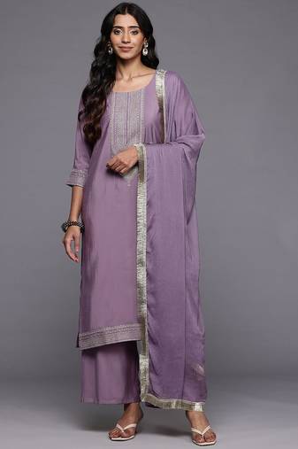 Ethnic Motifs Embroidered Regular Kurta with Trousers & With Dupatta