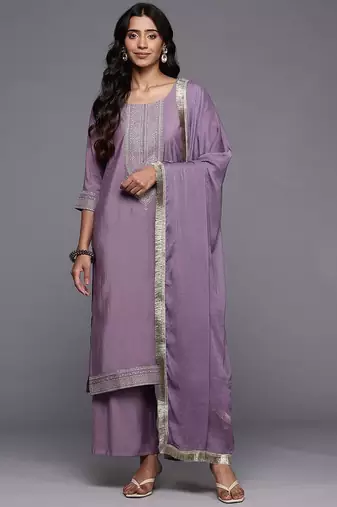Ethnic Motifs Embroidered Regular Kurta with Trousers & With Dupatta