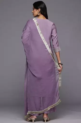 Ethnic Motifs Embroidered Regular Kurta with Trousers & With Dupatta