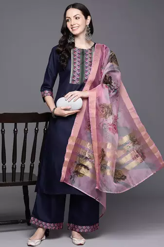 Women Yoke Design Kurta with Palazzos & Dupatta