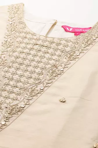 Ethnic Motifs Embroidered Sequinned Brocade Kurta With Trousers & Dupatta