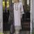 Cream-Coloured & Black Floral Embroidered Thread Work Linen Kurta Set
