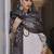 Cream-Coloured & Black Floral Embroidered Thread Work Linen Kurta Set