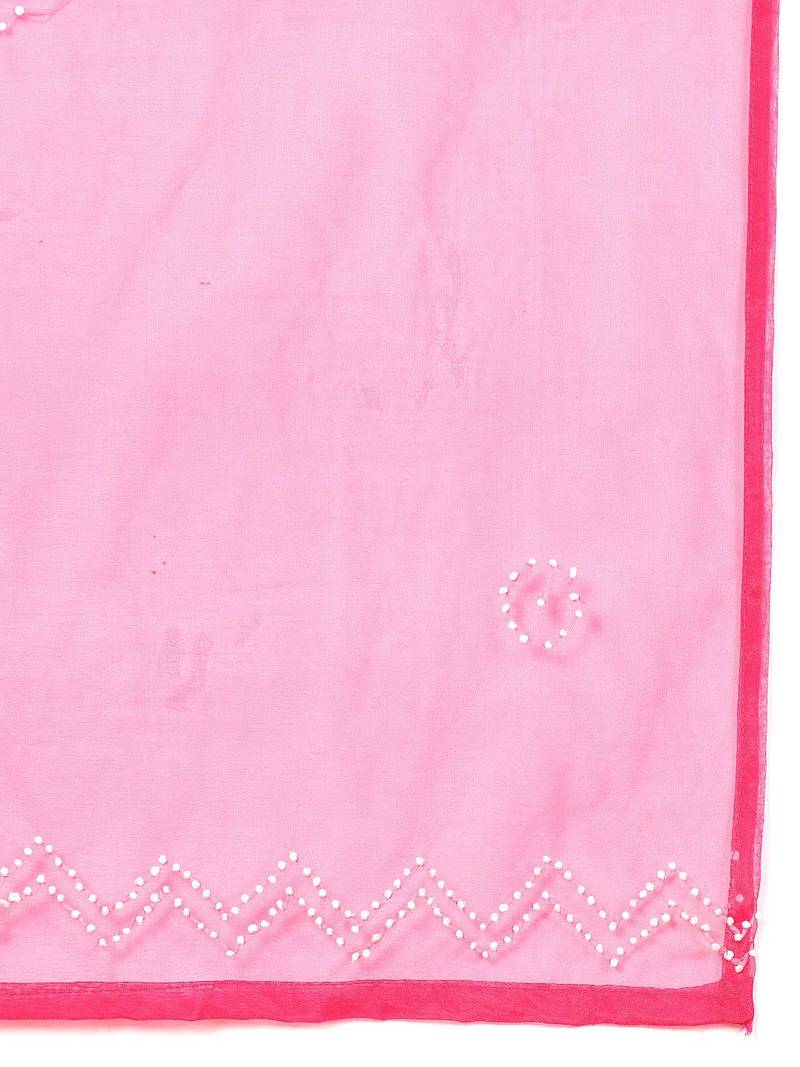 Geometric Embroidered Regular Thread Work Straight Kurta with Trousers & Dupatta