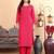 Geometric Embroidered Regular Thread Work Straight Kurta with Trousers & Dupatta