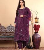 Floral Embroidered Regular Thread Work Straight Kurta with Trousers & Dupatta