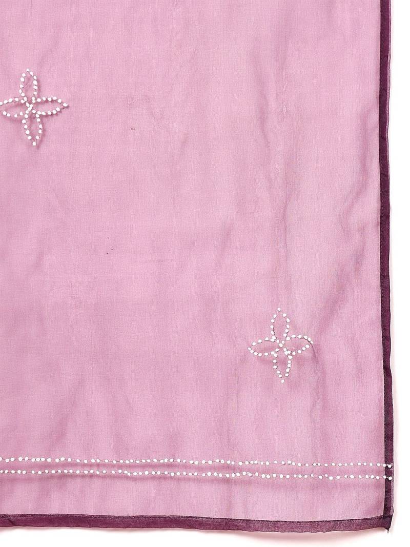 Floral Embroidered Regular Thread Work Straight Kurta with Trousers & Dupatta