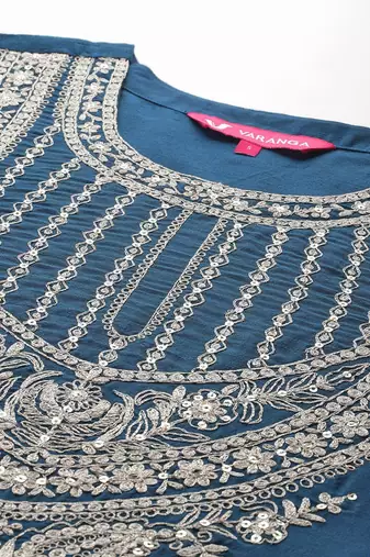 Ethnic Motifs Embroidered Zari Kurta With Trousers & Dupatta