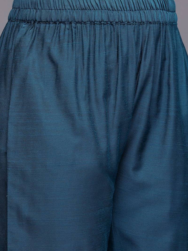 Ethnic Motifs Embroidered Zari Kurta With Trousers & Dupatta