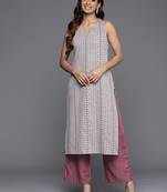 Ethnic Motifs Woven Design V-Neck Regular Kurta with Trousers