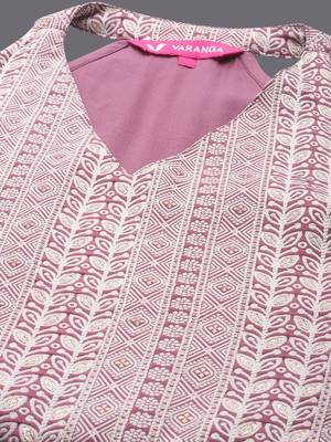 Ethnic Motifs Woven Design V-Neck Regular Kurta with Trousers 2