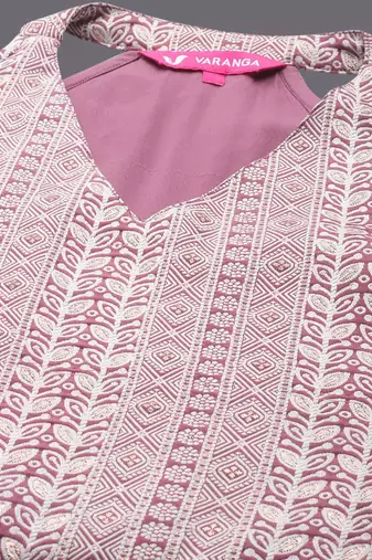 Ethnic Motifs Woven Design V-Neck Regular Kurta with Trousers
