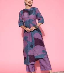 Abstract Printed Mandarin Collar Straight Kurta with Trousers