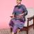 Abstract Printed Mandarin Collar Straight Kurta with Trousers