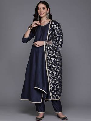 Women Empire Sequinned Kurta with Trousers & With Dupatta 1