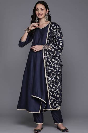 Women Empire Sequinned Kurta with Trousers & With Dupatta