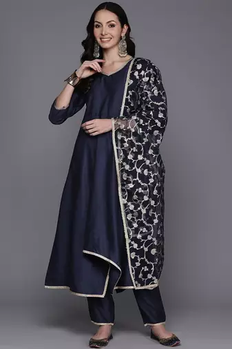 Women Empire Sequinned Kurta with Trousers & With Dupatta