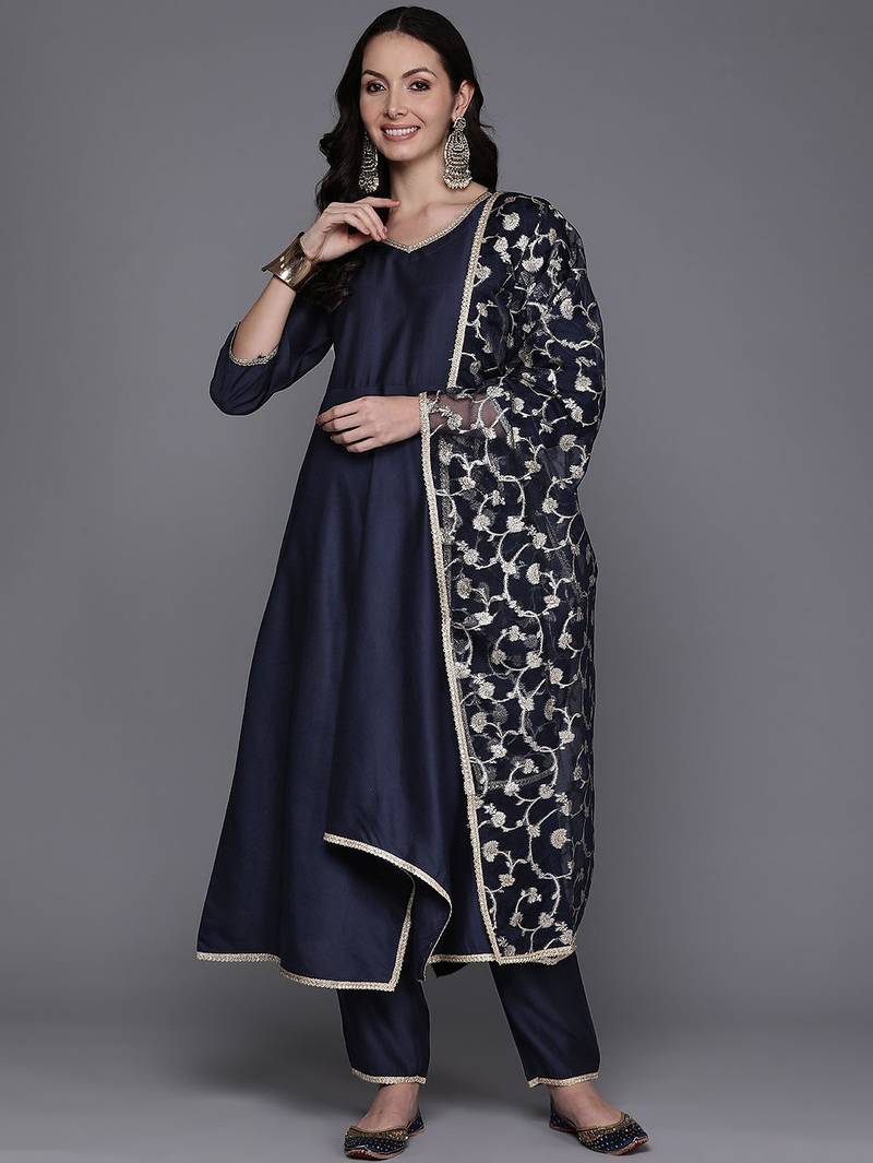 Women Empire Sequinned Kurta with Trousers & With Dupatta