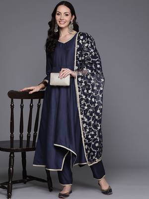 Women Empire Sequinned Kurta with Trousers & With Dupatta 7